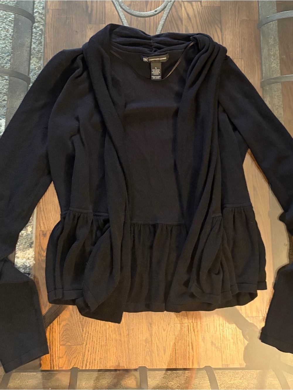 INC International Concepts Black Peplum Open-Front Tunic